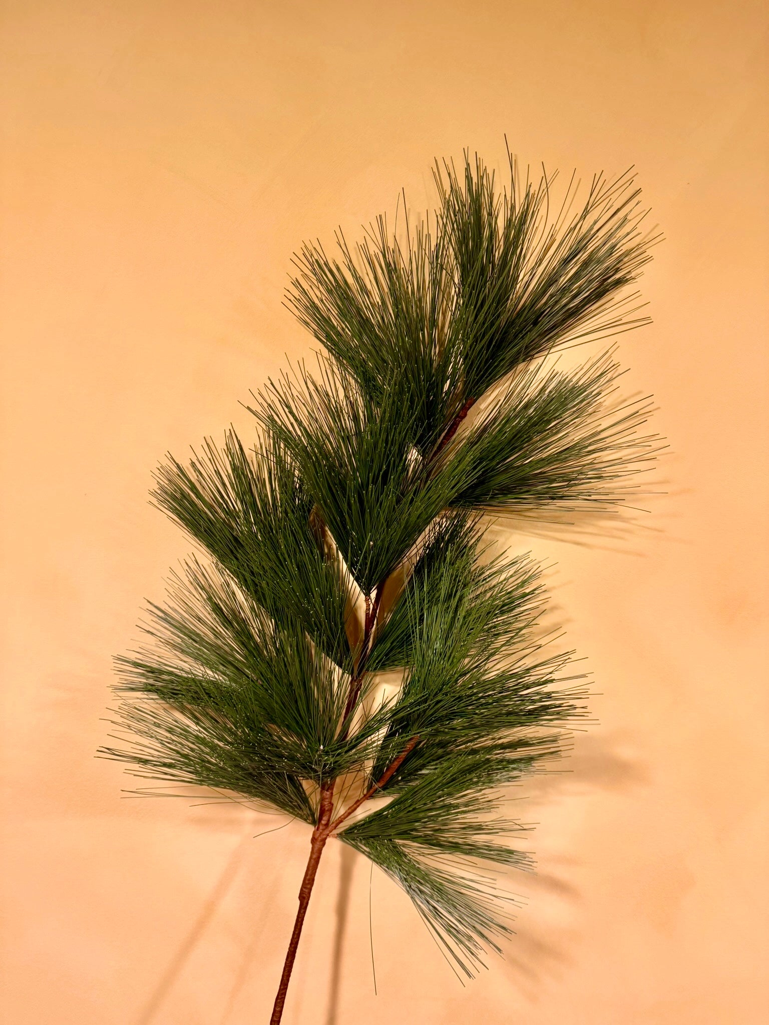 Faux White Pine Branch: Frosted Green Winter Holiday Arrangement
