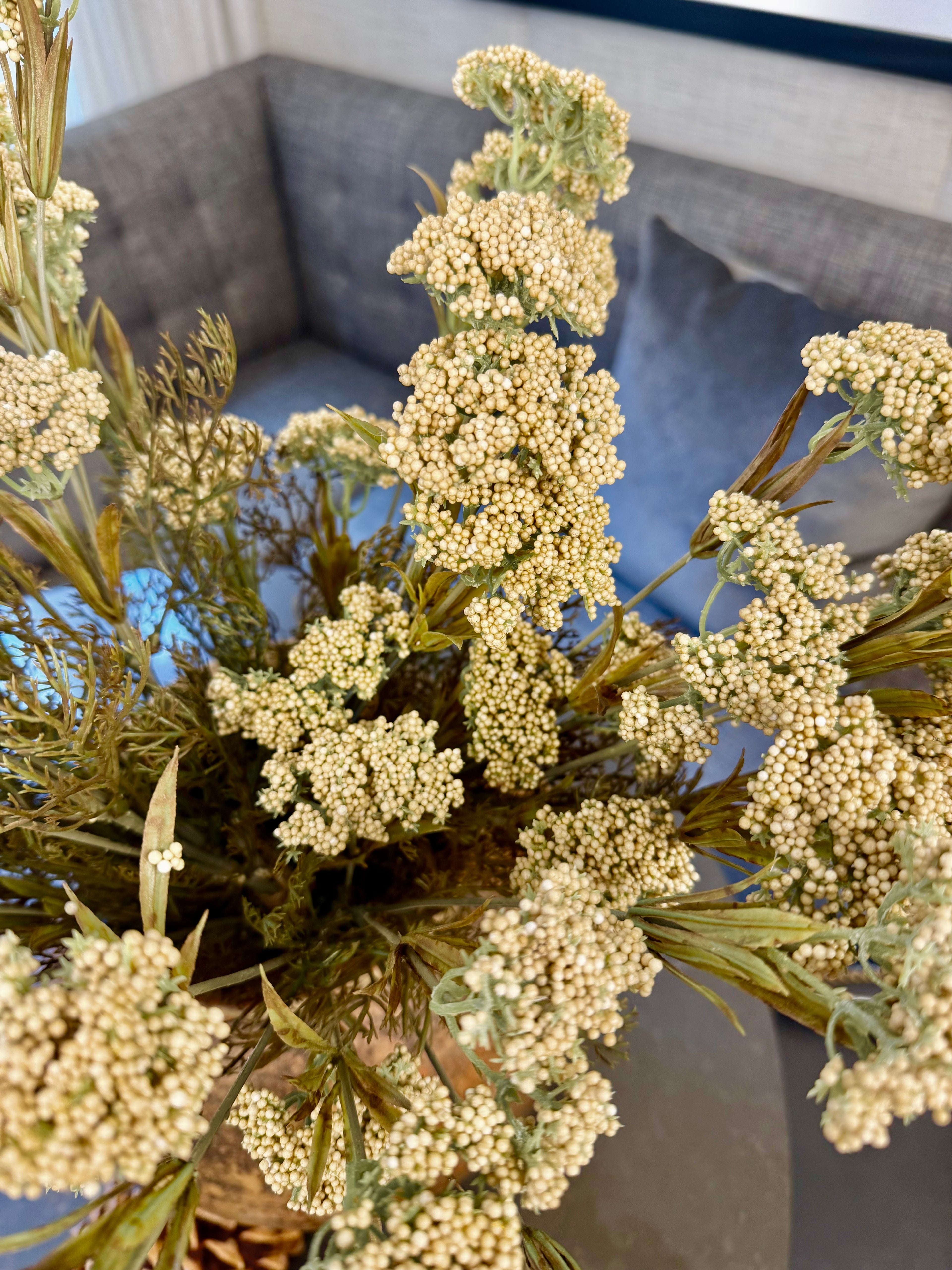 Faux Tan Yarrow Stem – 23" Neutral Artificial Floral Arrangement