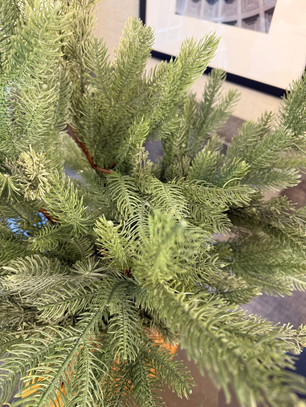 Faux Noble Pine Branch – Realistic Evergreen Stem, Holiday Arrangement