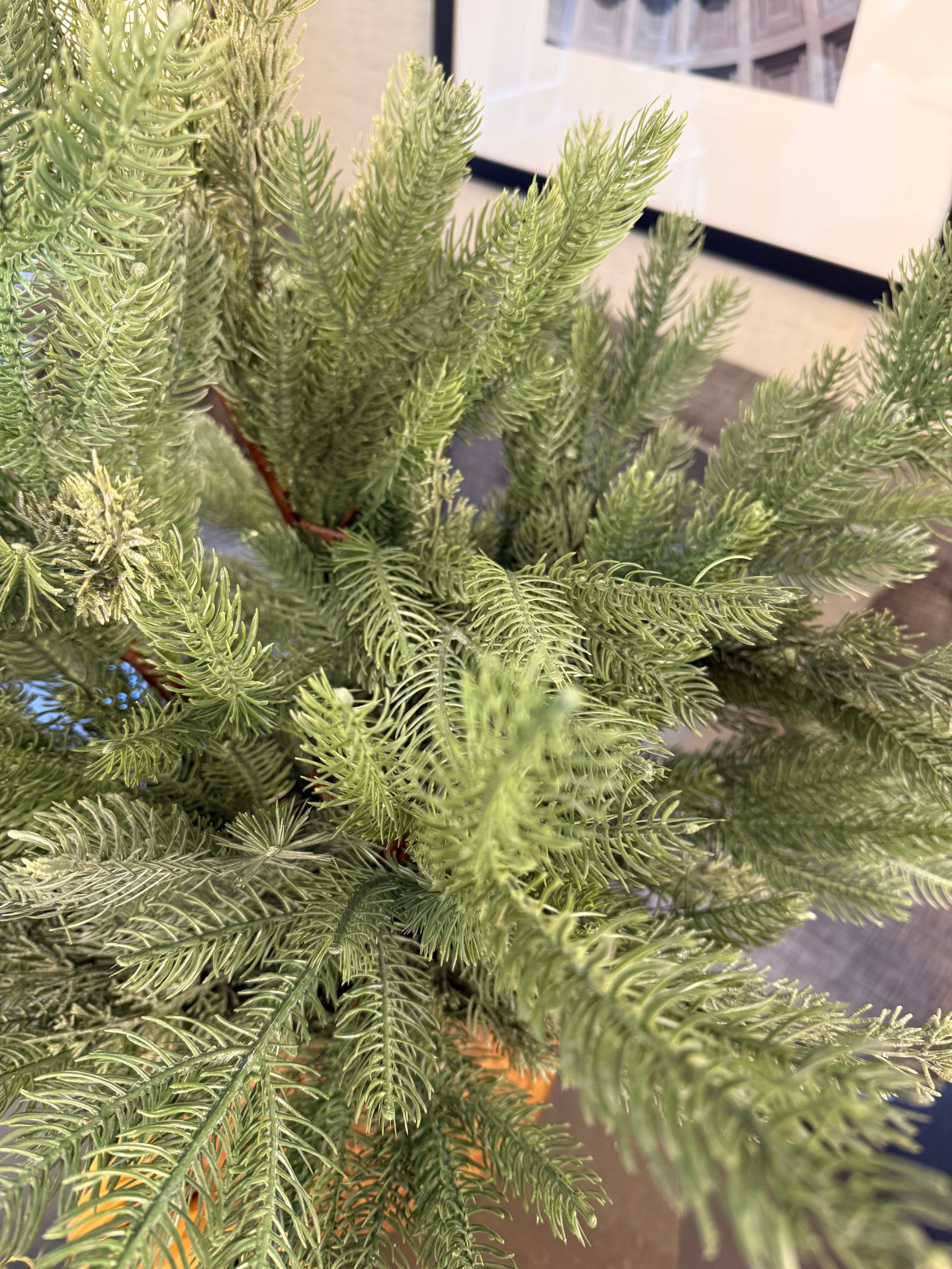 Faux Noble Pine Branch – Realistic Evergreen Stem, Holiday Arrangement