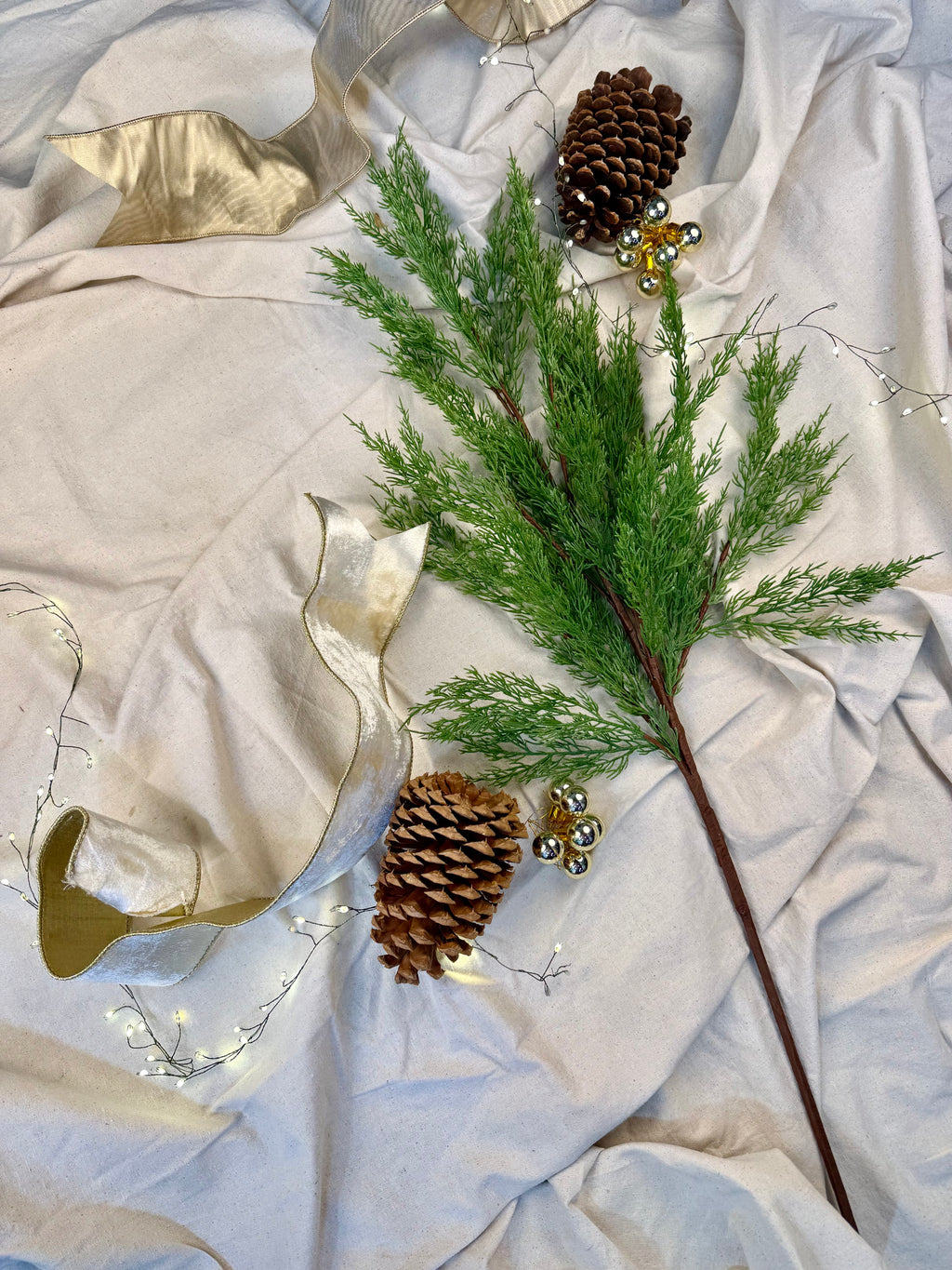 Faux Winter Cedar Branch – Realistic Evergreen Stem for Holiday & Winter Decor | Designer Soft-Touch Greenery by JD Home + Holiday