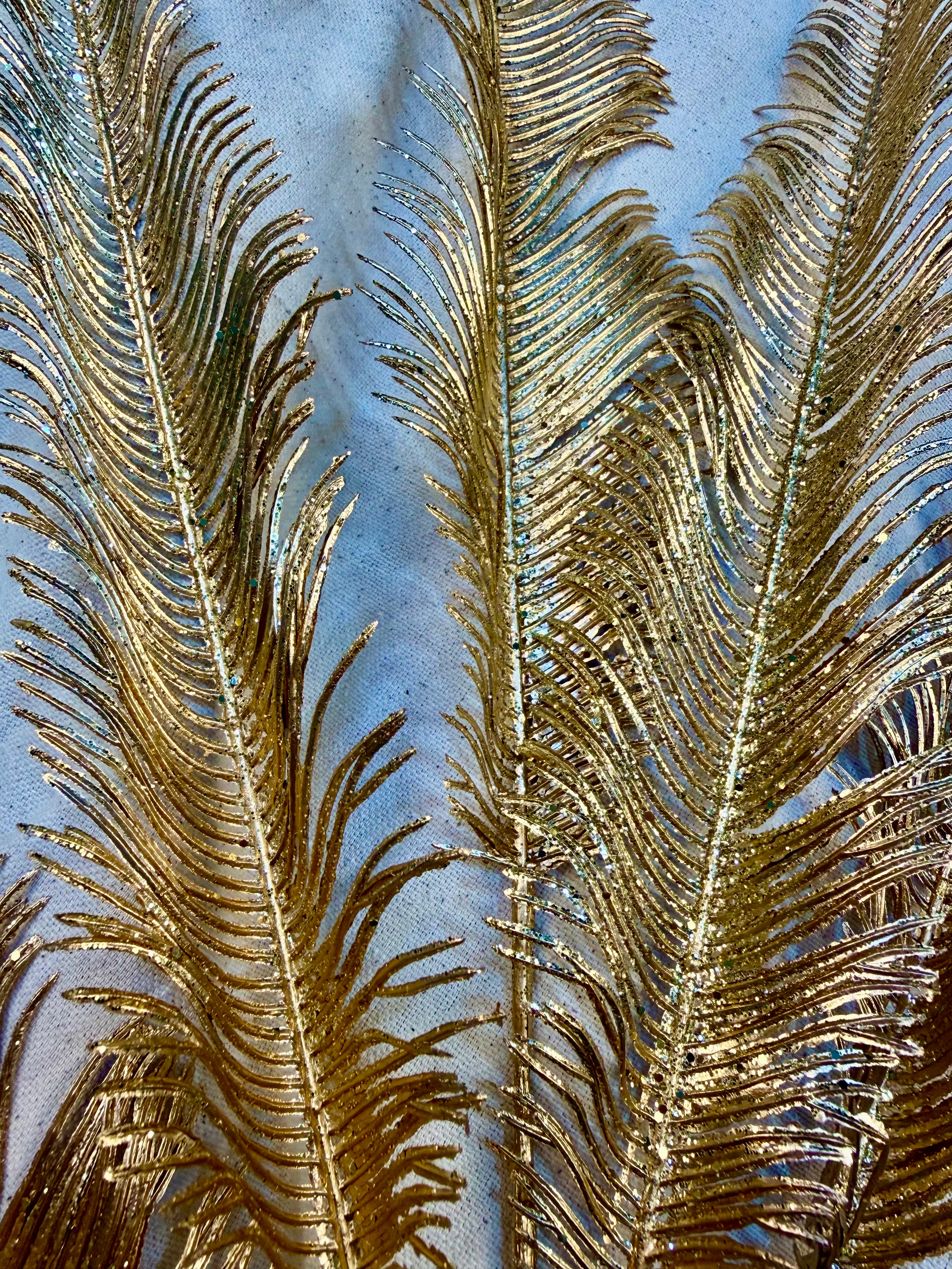 Faux Gold Metallic Frosted Fern Stem – Elegant Winter Greenery for Holiday Arrangements | Seasonal Designer Decor by JD Home + Holiday