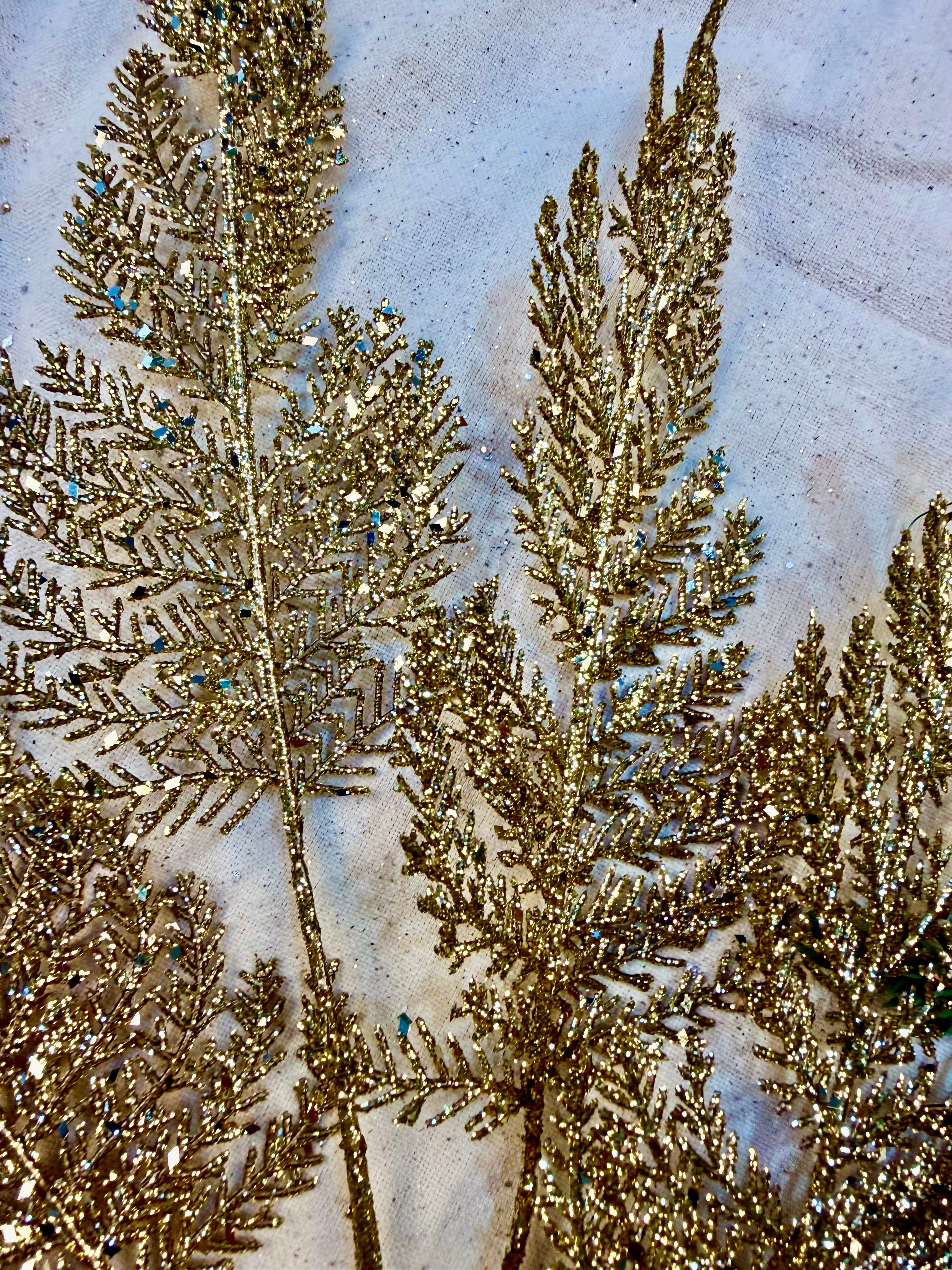 Faux Gold Glitter Fern Stem – Sparkling Holiday Accent for Winter Arrangements | Designer Seasonal Greenery by JD Home + Holiday