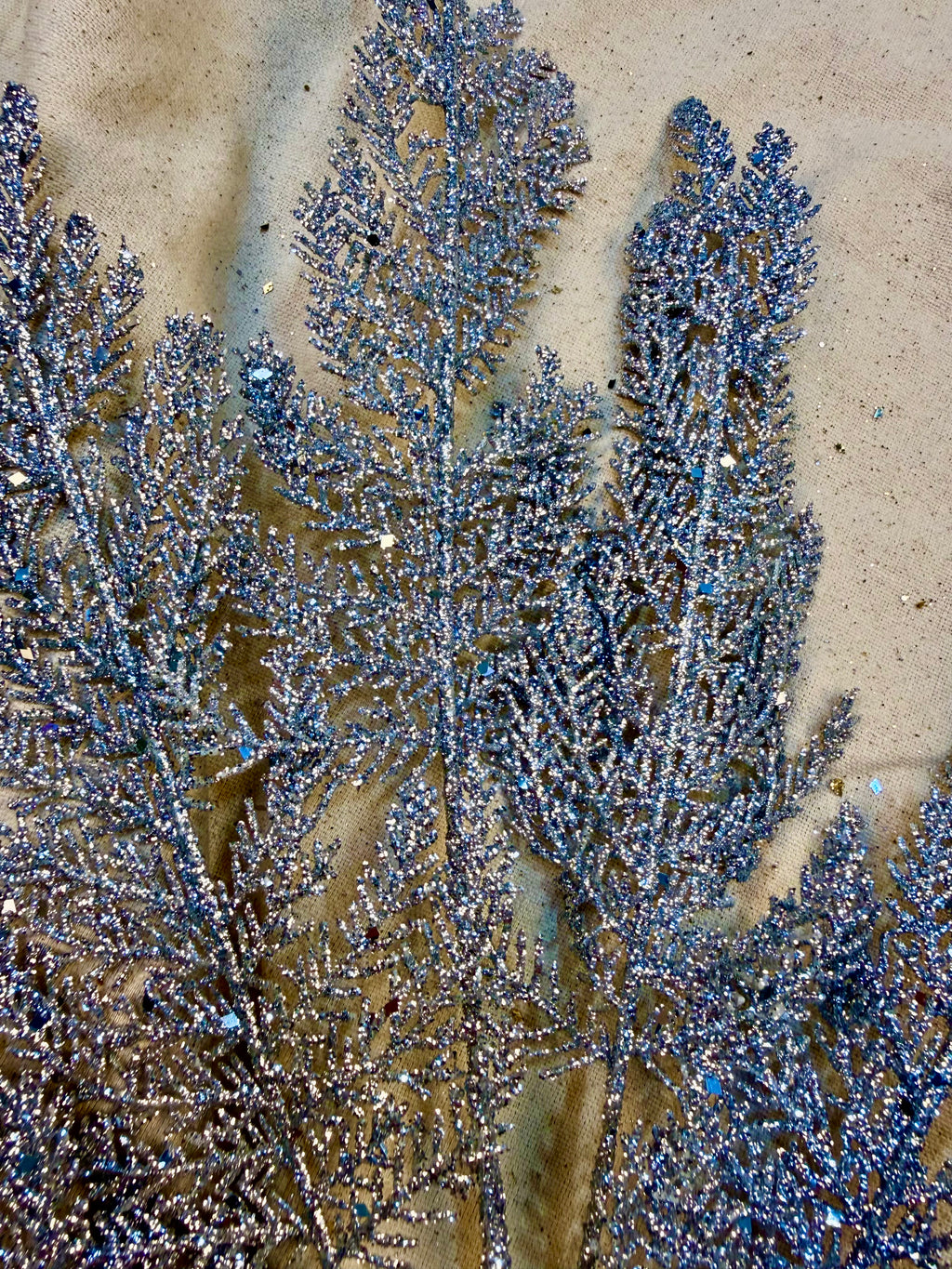 Faux Silver Glitter Fern Stem – Holiday Winter Arrangement Accent