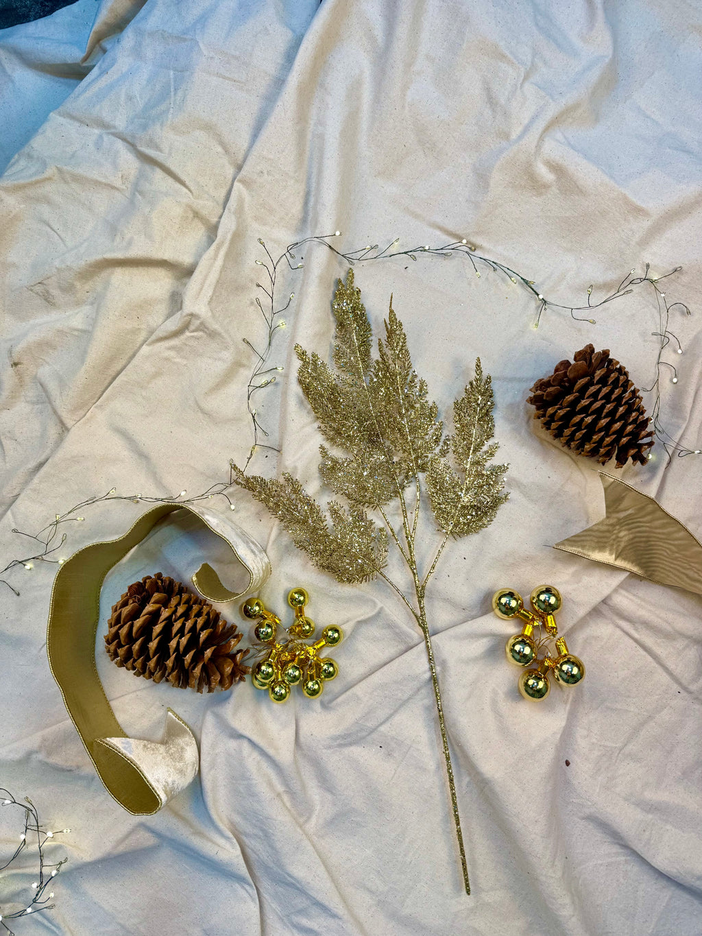 Faux Gold Glitter Fern Stem – Sparkling Holiday Accent for Winter Arrangements | Designer Seasonal Greenery by JD Home + Holiday