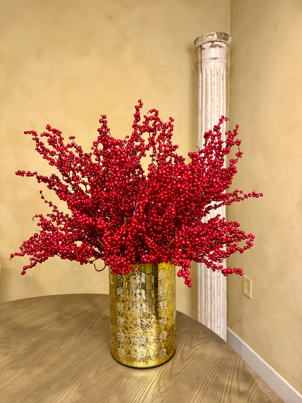 Faux Holly Berry Stem – Realistic Red Berry Branch with Glossy Green Leaves | Classic Christmas Greenery by JD Home + Holiday