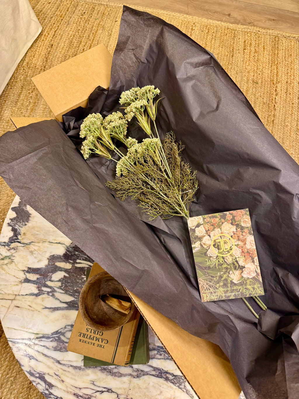 Faux Tan Yarrow Stem – 23" Neutral Artificial Floral Arrangement