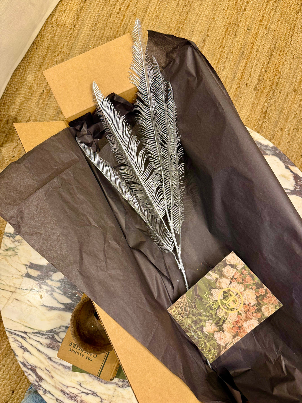 Frosted Silver Fern Stem – Metallic Winter Holiday Arrangement