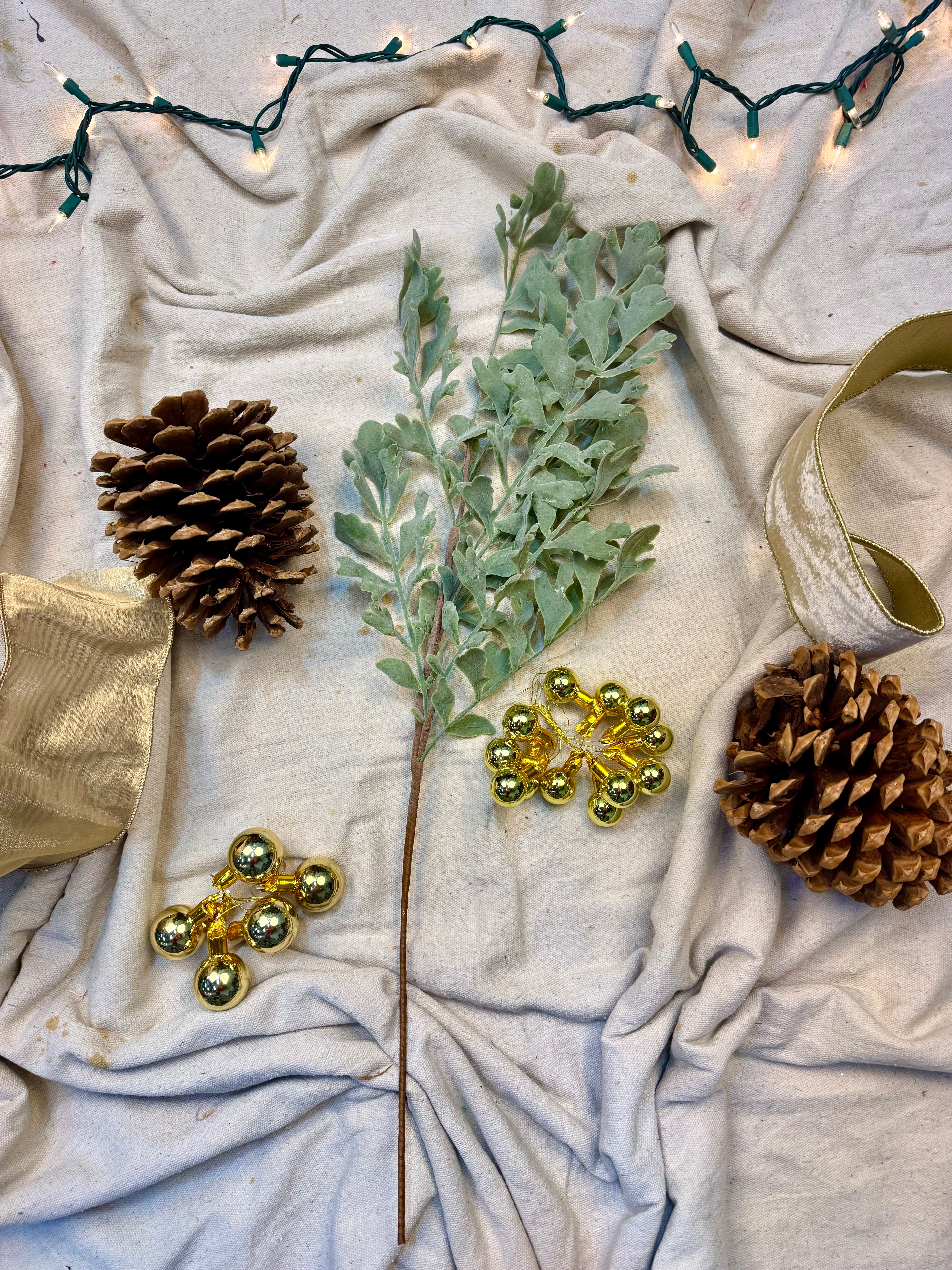 Frosted Leaf Stem: 28" Snow-Dusted Winter Greenery