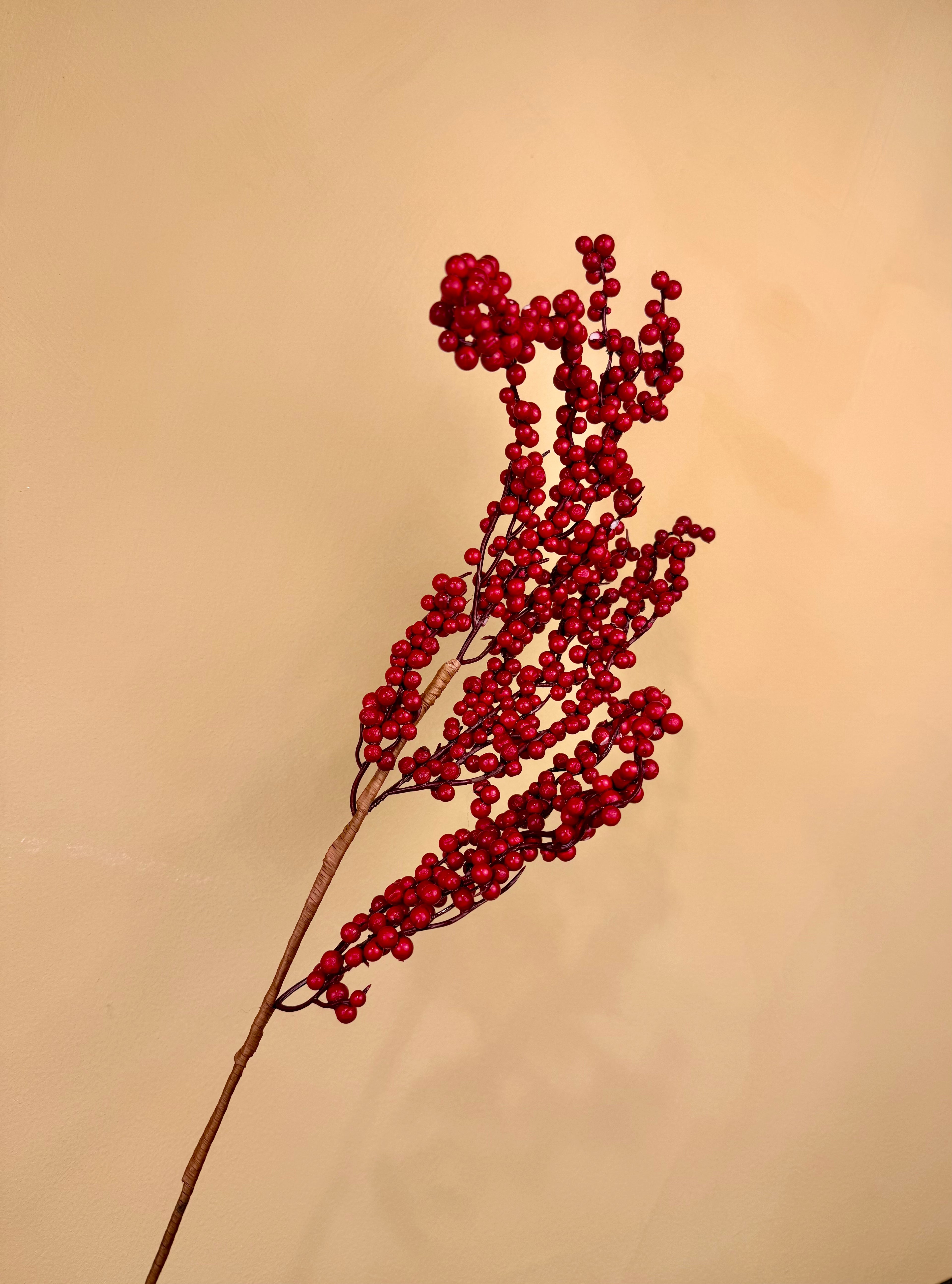 Faux Holly Berry Stem – Realistic Red Berry Branch with Glossy Green Leaves | Classic Christmas Greenery by JD Home + Holiday