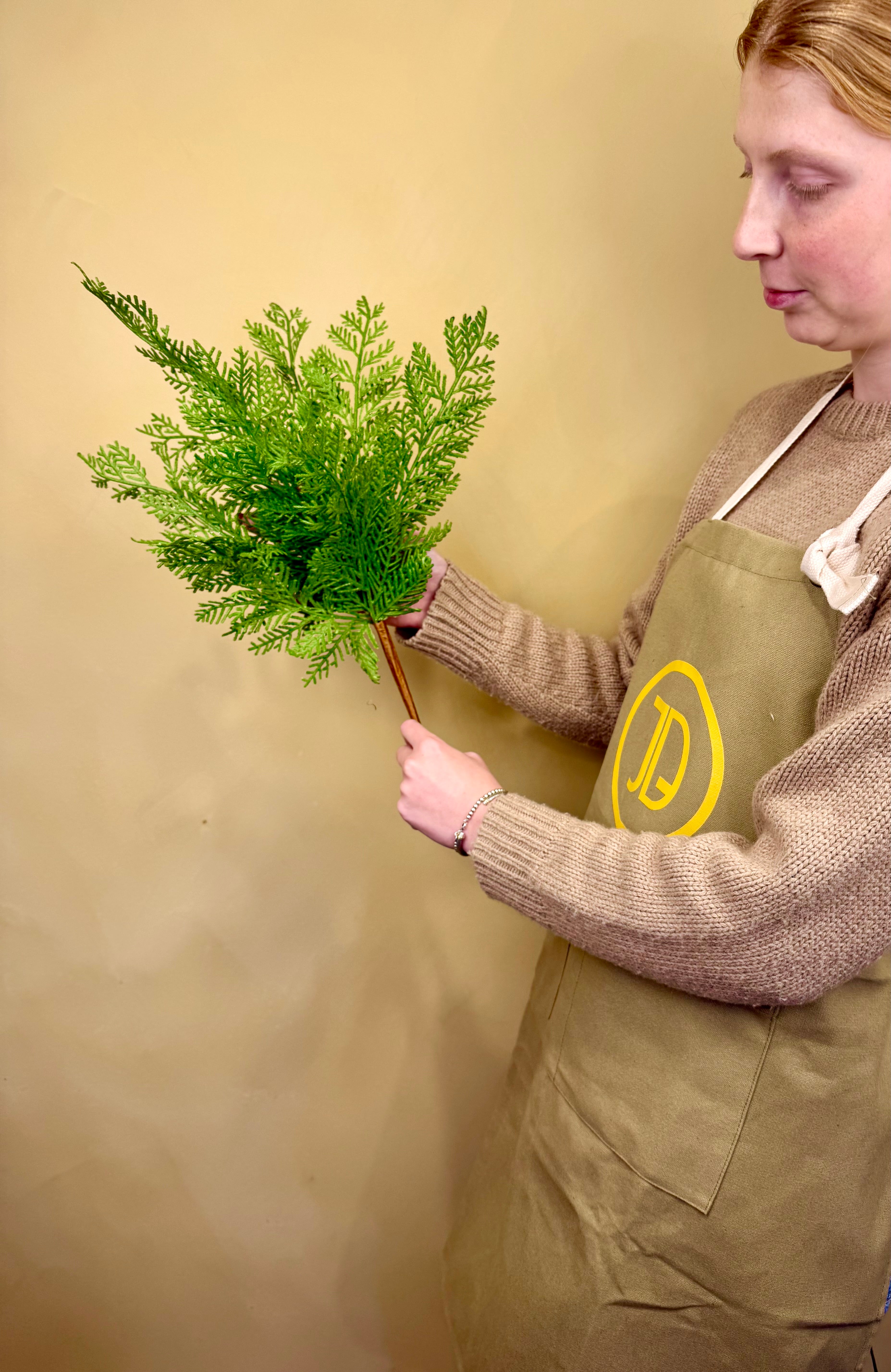 Faux Incense Cedar Branch – Golden-Tipped Soft-Touch Evergreen Stem for Holiday Arrangements, Mantels & Seasonal Décor by JD Home + Holiday