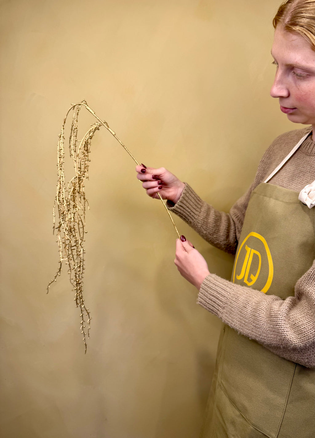 Faux Gold Metallic Berry Stem – Elegant Holiday Arrangement Accent | Designer Winter Greenery by JD Home + Holiday