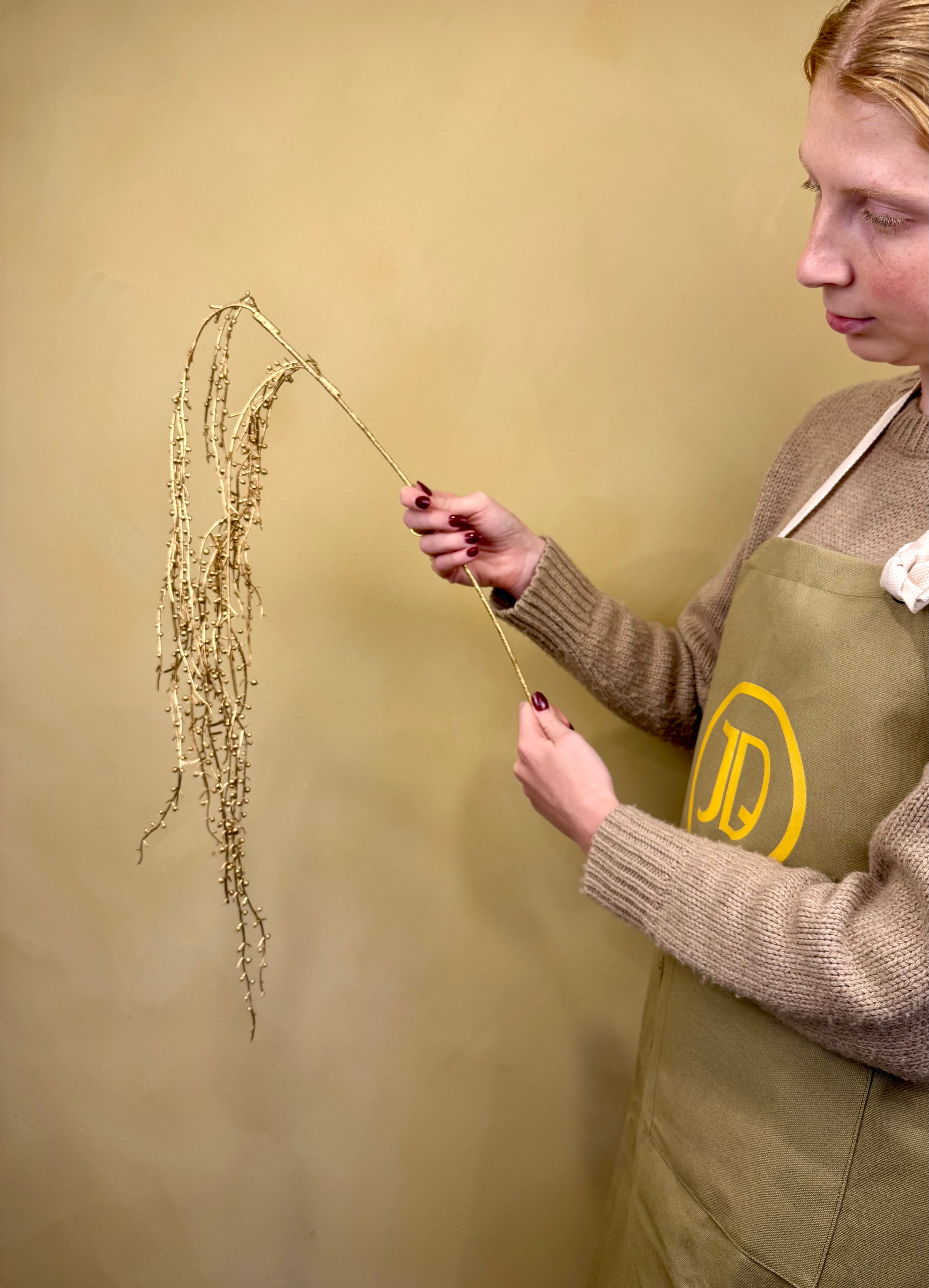 Faux Gold Metallic Berry Stem – Elegant Holiday Arrangement Accent | Designer Winter Greenery by JD Home + Holiday