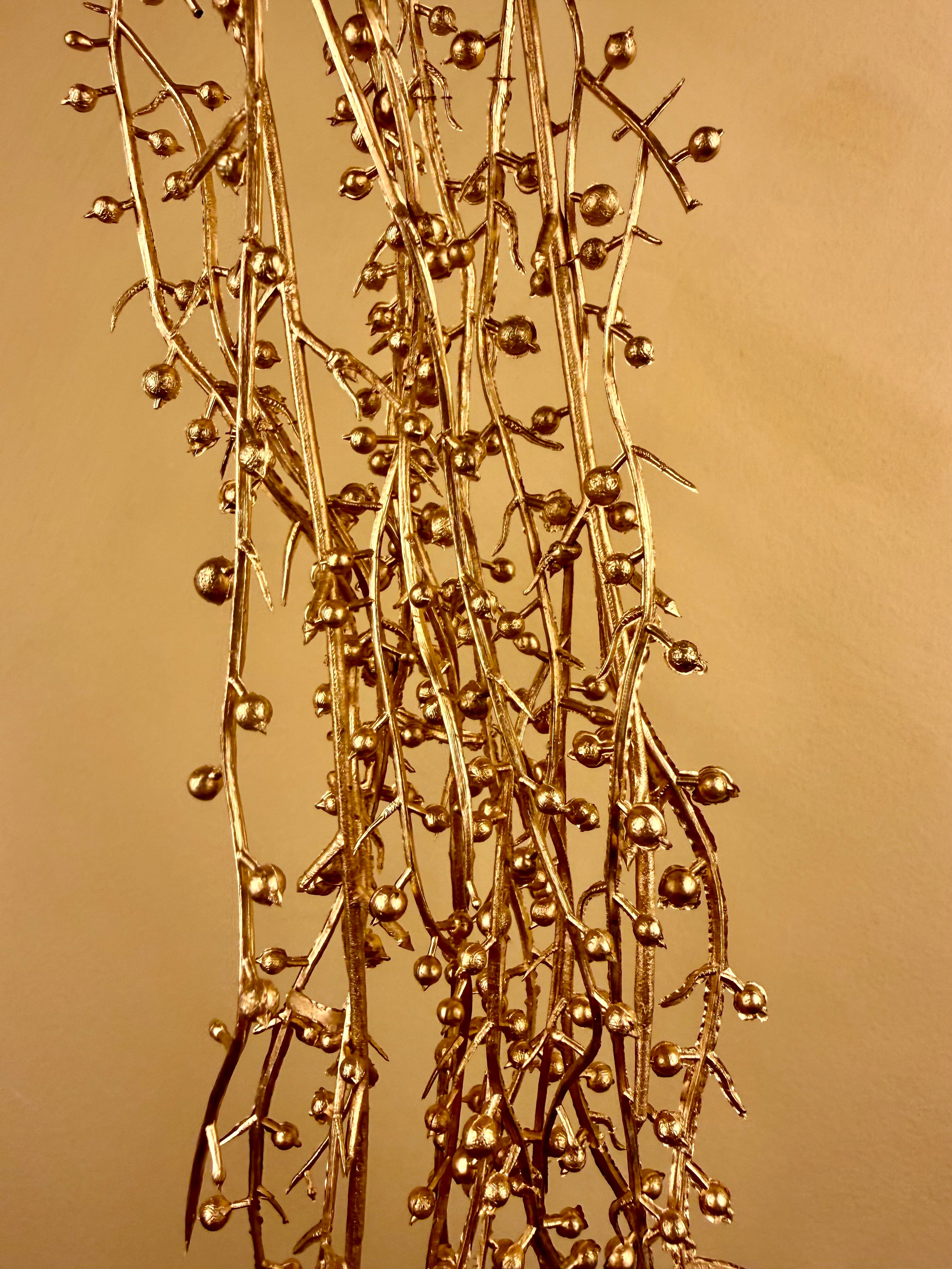 Faux Gold Metallic Berry Stem – Elegant Holiday Arrangement Accent | Designer Winter Greenery by JD Home + Holiday