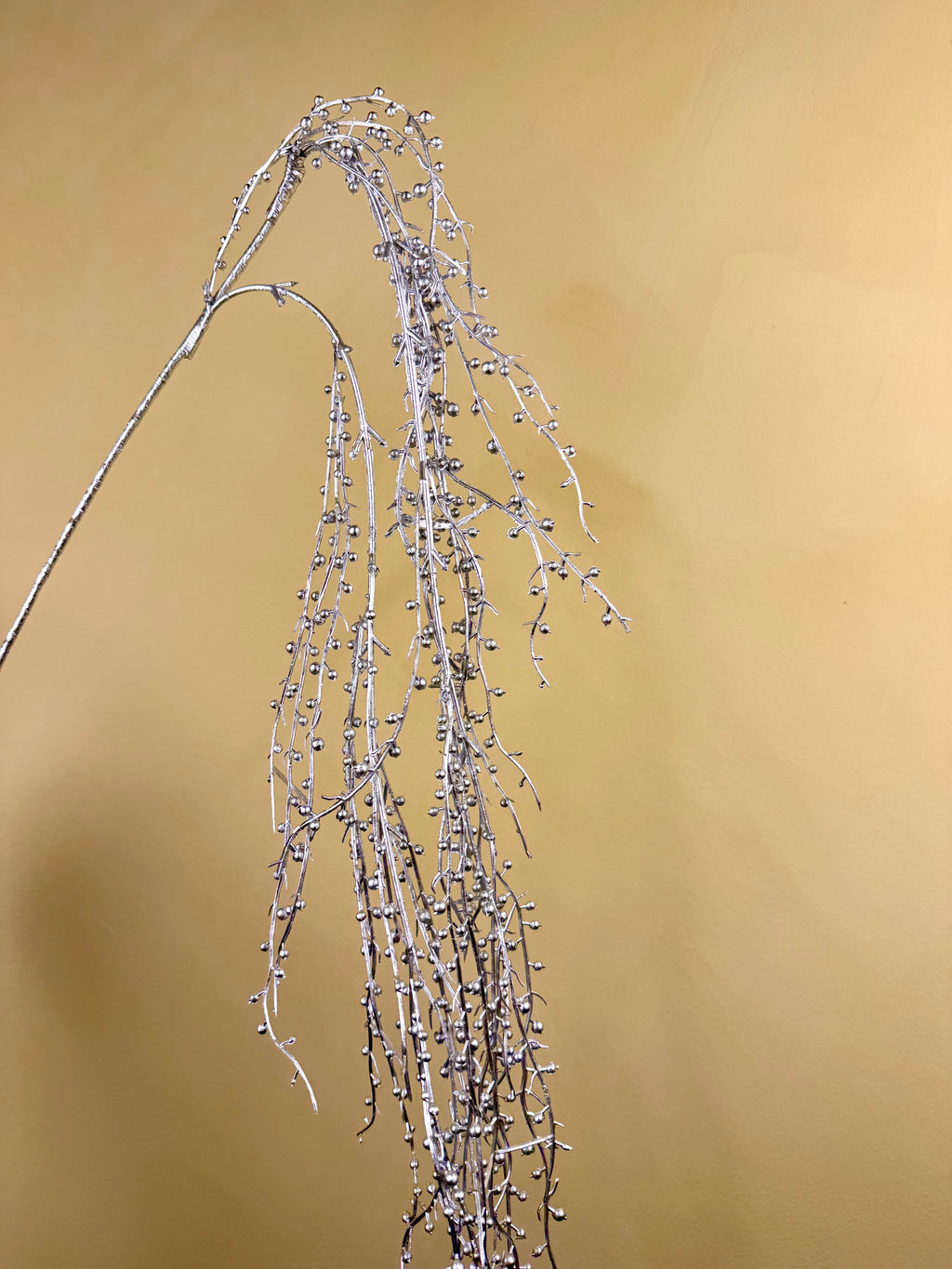 Faux Silver Berry Stem - Metallic Holiday Arrangement Accent