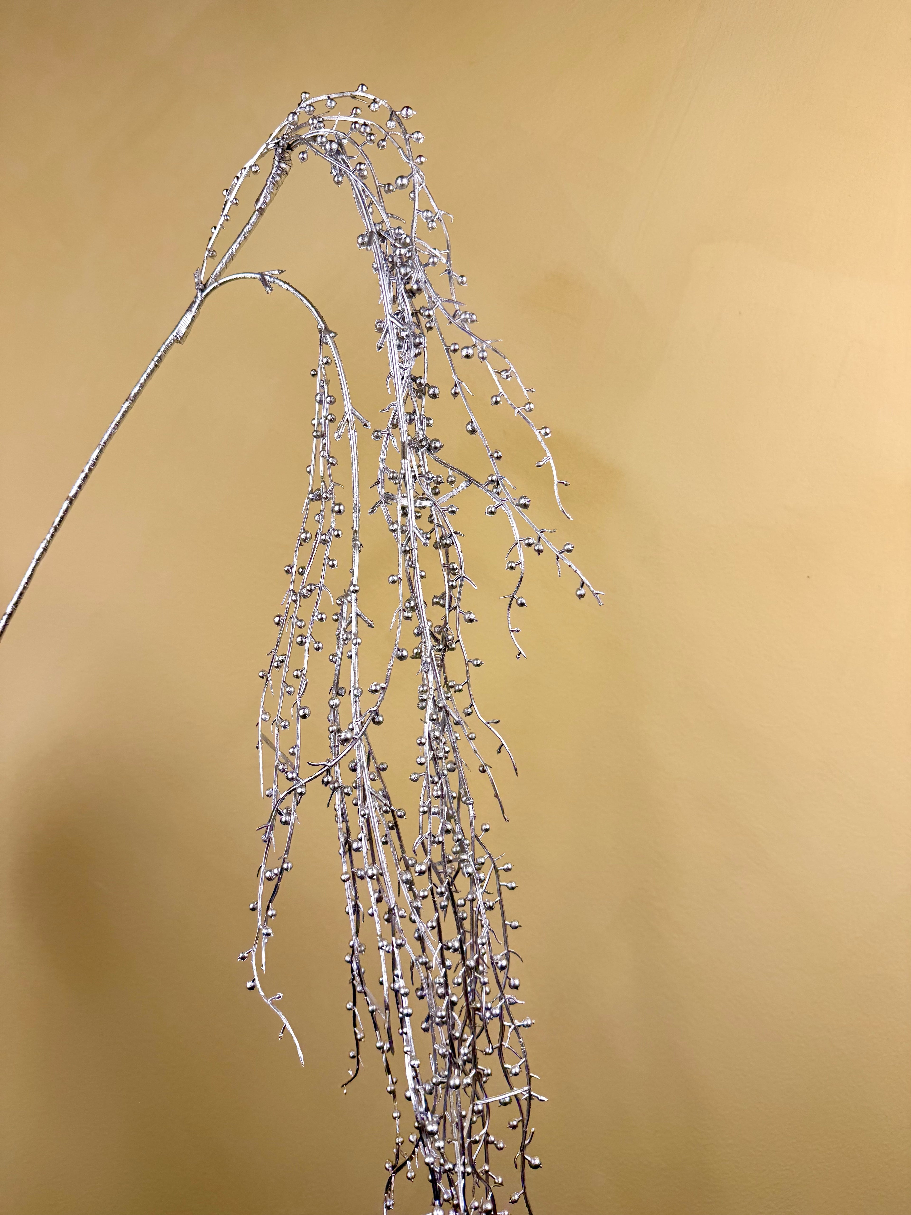 Faux Silver Berry Stem - Metallic Holiday Arrangement Accent