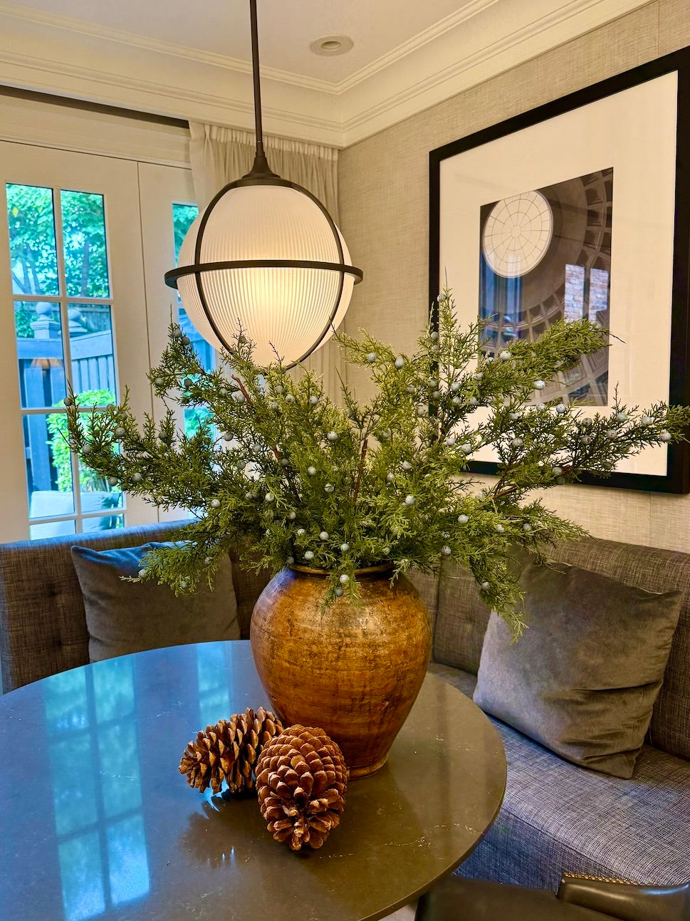 Realistic Faux Juniper Branch – Soft-Touch Winter Greenery Stem